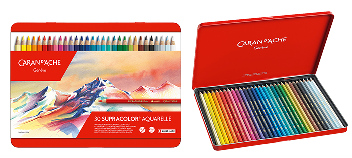 Caran D'Ache Supracolor Soft Aquarelle Watercolor Pencil Tin Box Set of 30